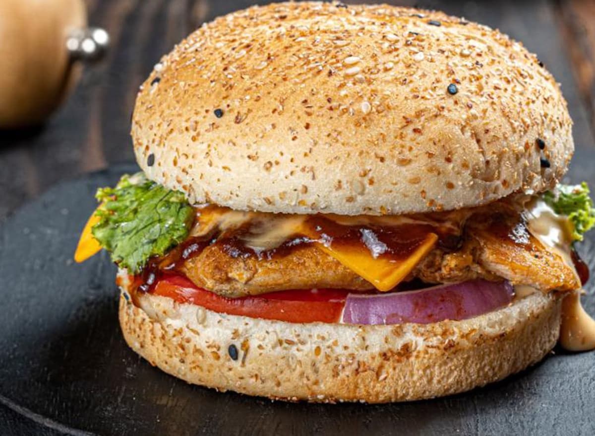 Tender Chicken Patty, Cheddar Cheese, B.B.Q. Sauce, Fresh Oinons, Juicy Fresh Tomatoes.